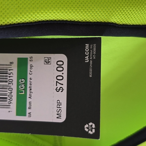 UNDER ARMOUR WOMEN'S FLORESCENT GREEN ATHLETIC CROP TOP SIZE LARGE - Picture 8 of 14